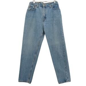 VTG Levis Jeans Womens 12 High Rise Tapered Mom Jeans USA 90s Light Wash Retro